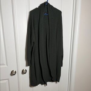 Dark Green Open Front Cardigan